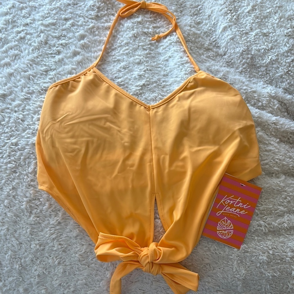 Kortni Jeane Women's Vibrant Orange Tie-Front Swim Top